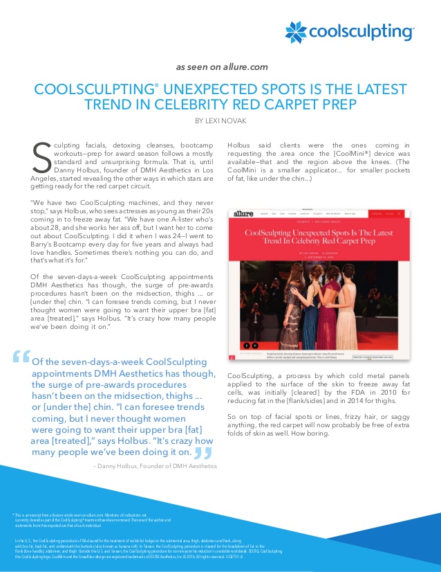 Smaller CoolSculpting Treatment Areas Article as Featured on Allure.com